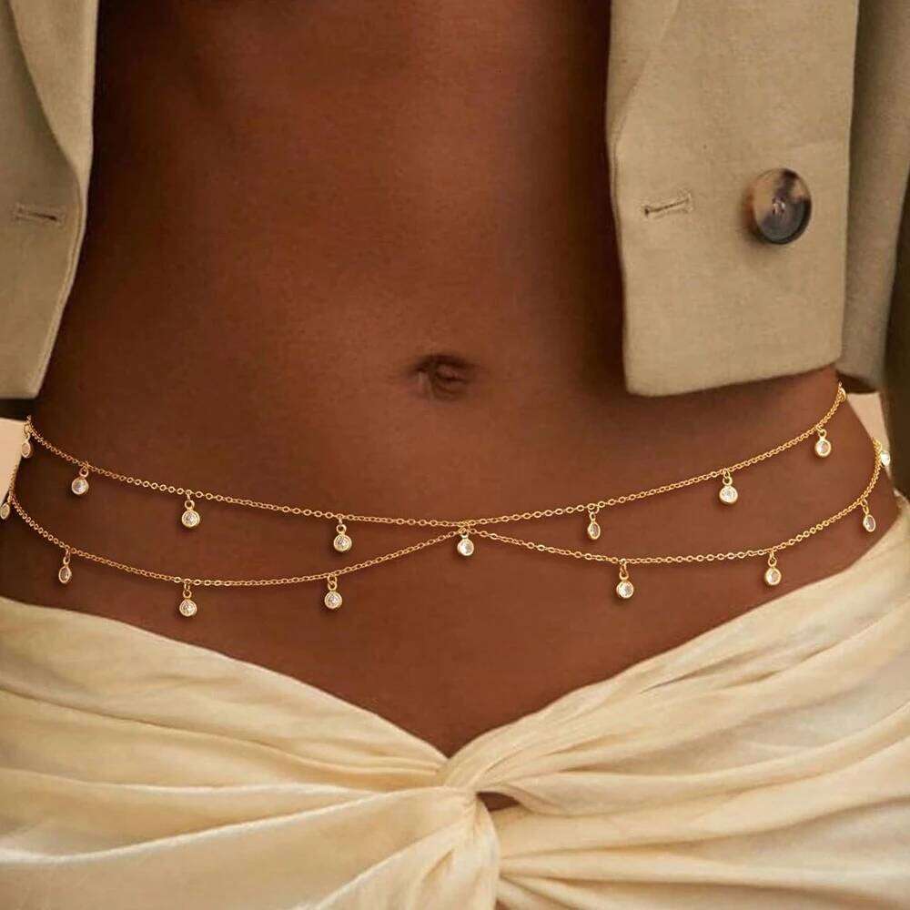 Waist For Women,Belly Chain Jewelry Waterproof Adjustable Beach Body Chains Layered H260228