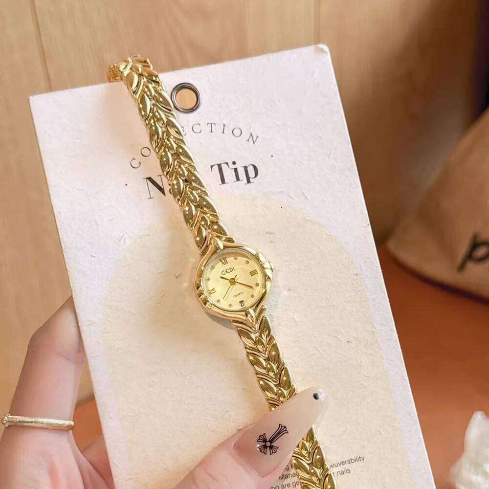GEDI New Fashion for Women Small Dial Gold es Delicate Wheat Casual Elegant Quartz Wrist Ladies Gifts H260228