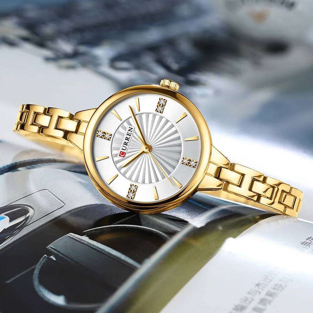 CURREN Women es Fashion Women's Quartz Wristes Top Brand Rhinestone Dial Clock Waterproof Reloj Mujer 9097 H260228