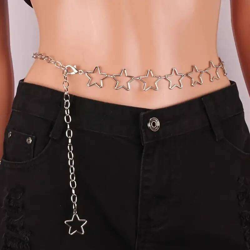 Cross Border Jewelry Personalized Hollow Star Waist Body Chain Minimalist Versatile Jeans Hip Hop Belt Accessories H260228