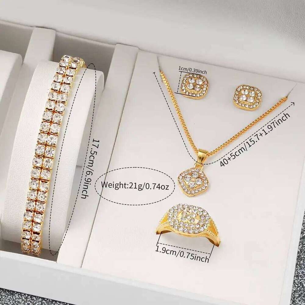 6PCS/Set Full Diamond Women es Fashion Ladies Quartz Wrist Jewelry Set Reloj MujerWithout Box H260228