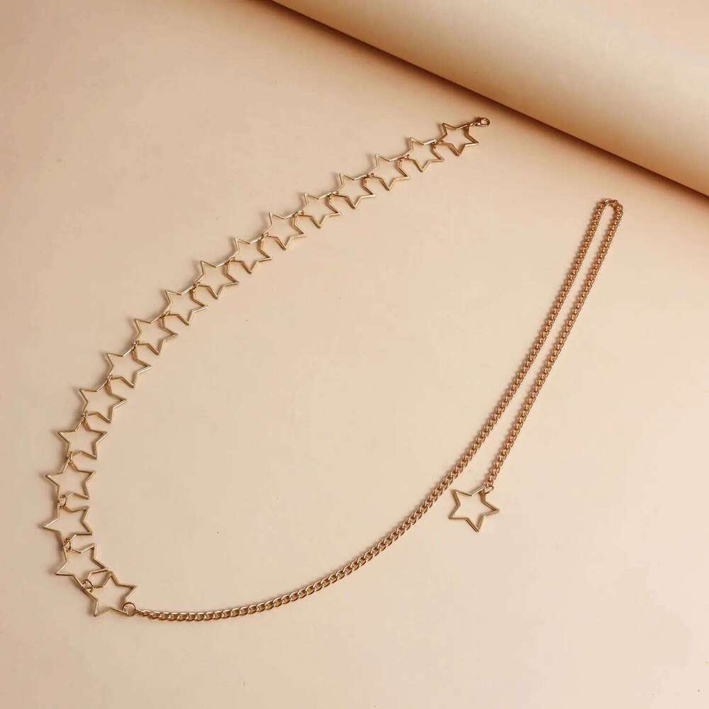 Cross Border Jewelry Personalized Hollow Star Waist Body Chain Minimalist Versatile Jeans Hip Hop Belt Accessories H260228