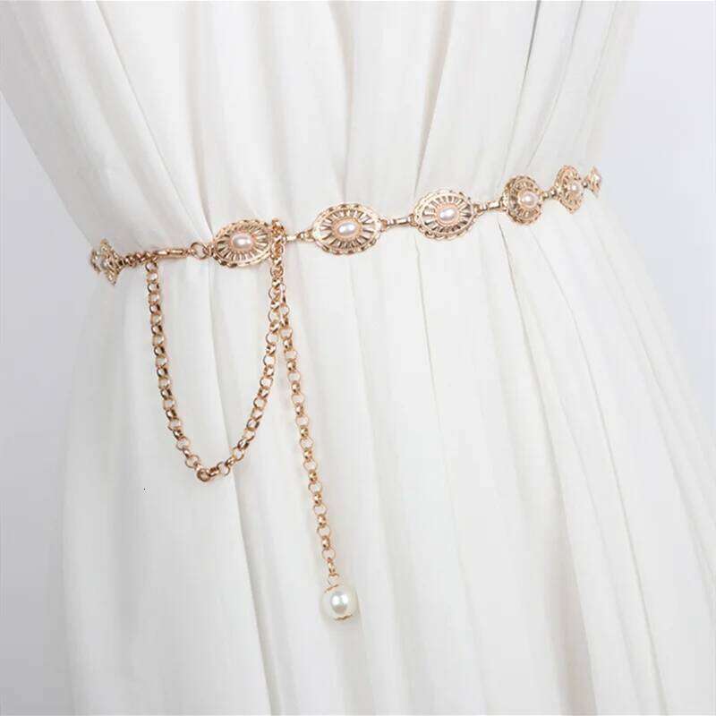 New Hollow Imitation Pearl Waist Belly Chain for Women Sexy Bikini Belt Adjustable Body Chains Jewelry Accessories Gifts H260228