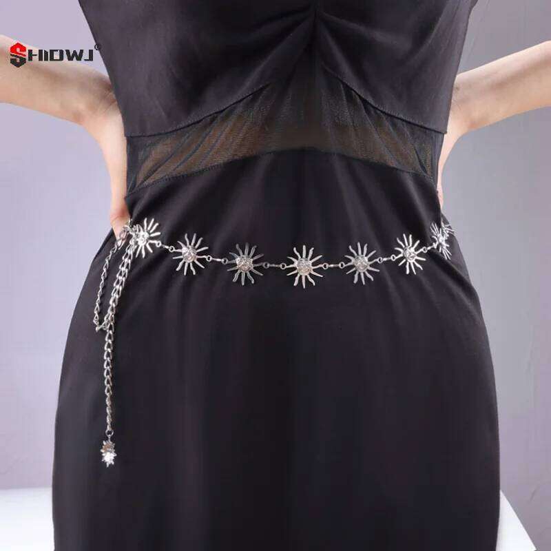 Vintage Smiling Sun Adjustable Belt Y2K Metal Belly Waist Chain for Women Girls Hip Hop Dress Skirt Waistband Body Chains Gifts H260228