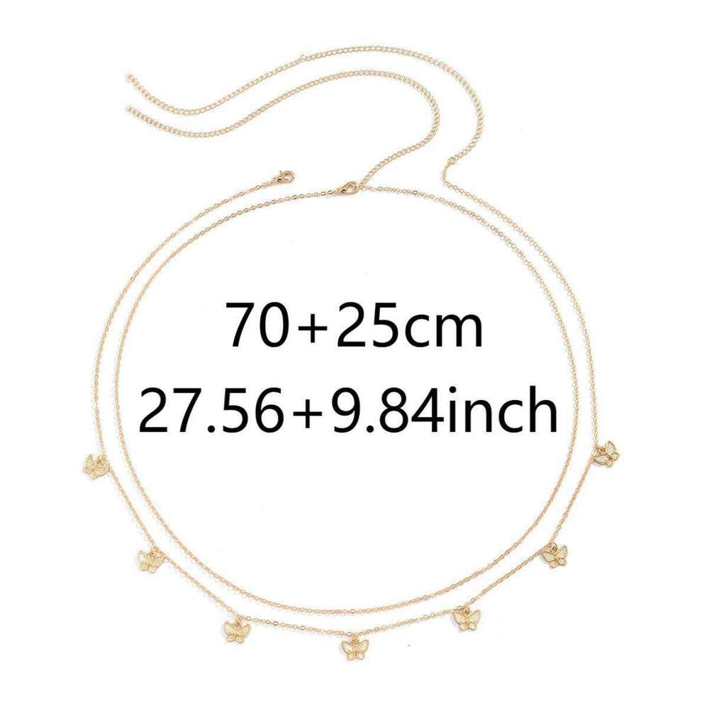 Simple Double-Layer Thin Waist Vintage Butterfly Pendant Belly Chain Women's Summer Beach Bikini Party Body Jewelry H260228