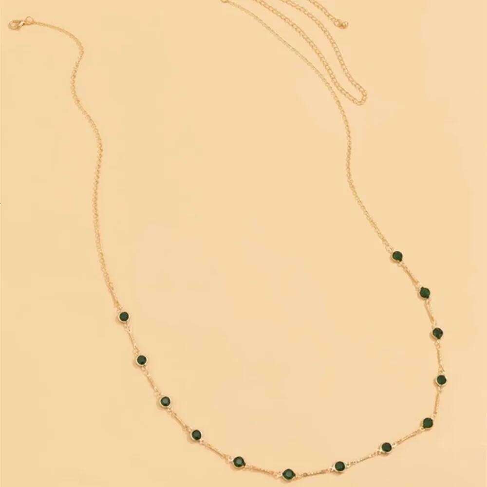 Fashion Sexy Vintage Aesthetic Belly Green Crystal Thin Link Body For Women Waist Chain Belt Y2K Streetwear Jewelry H260228