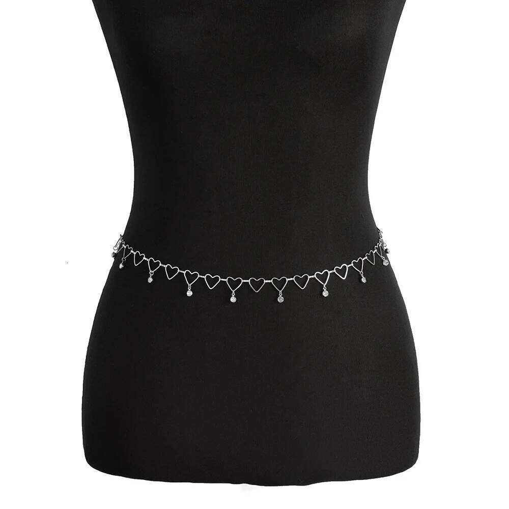 Sexy Vintage Belly Heart Crystal Pendant Waist Chain Belt Streetwear Summer Women Fashion Body Jewelry Y028 H260228