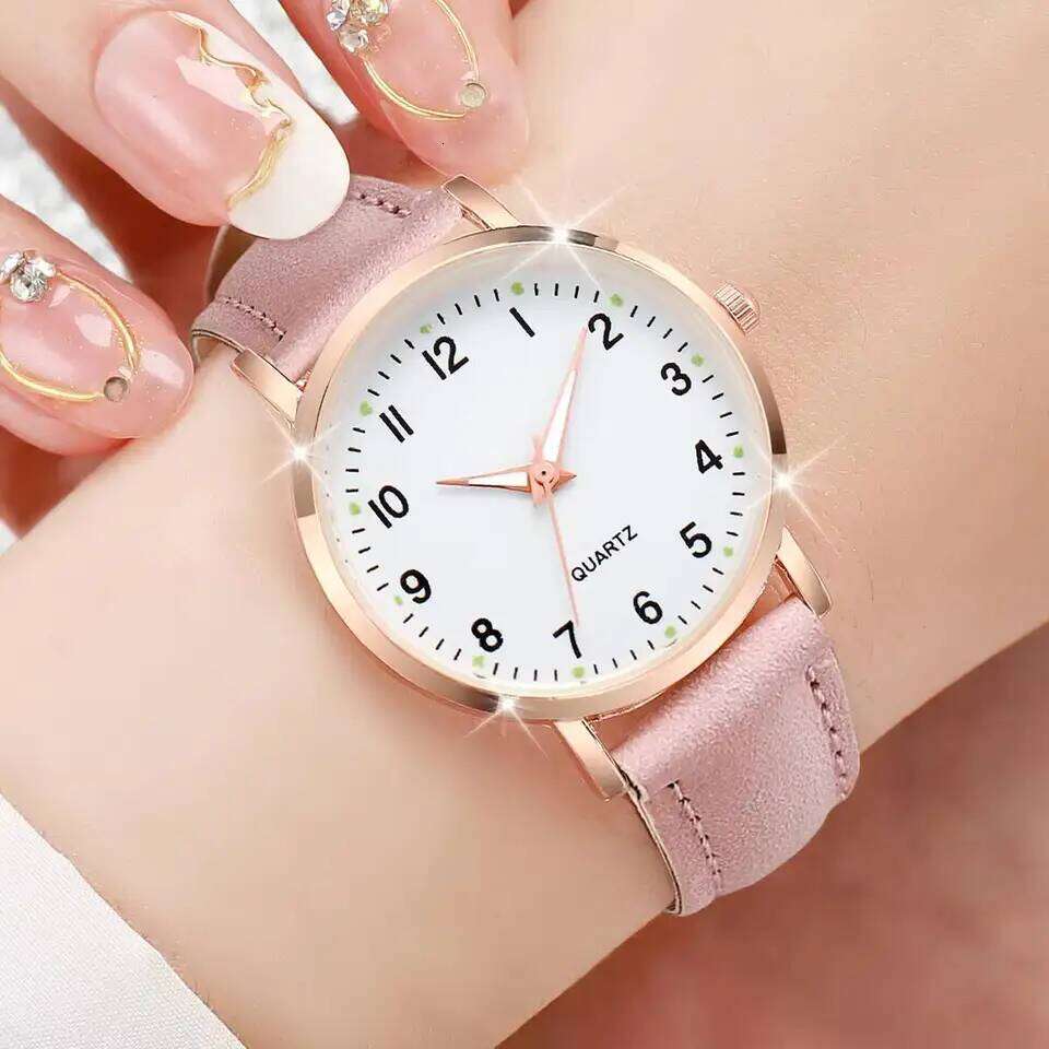 1/3/4/5PCS Fashion Arabic Dial Women Quartz Casual Leather Strap Wrist for Girls Clock GiftWithout Box H260228