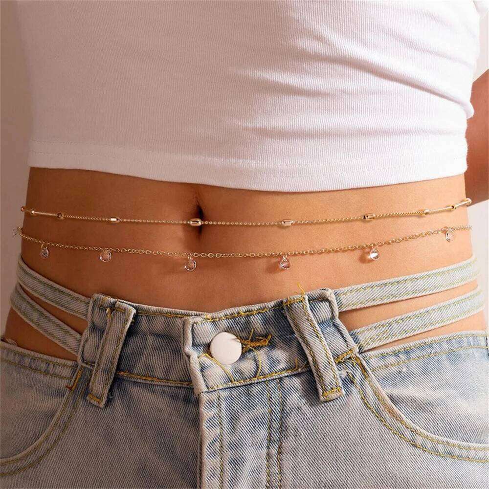 Fashion Boho Gold-plate Multilevel Star Moon Butterfly Snake Pendant Long Waist Chain For Women Beach Sexy Body Chains Jewelry H260228