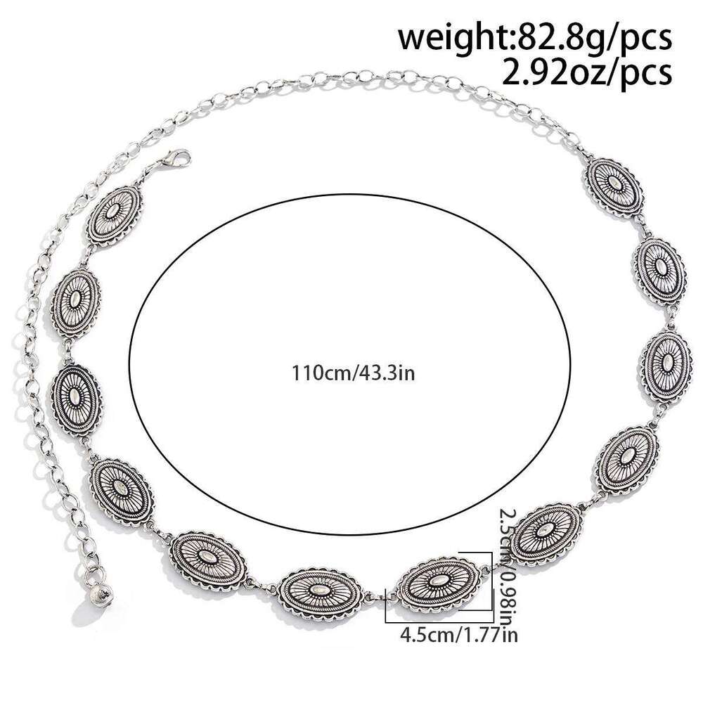 PuRui Retro Silver Color Ellipse Stripe Sexy Carving Waist Belly Chain for Women Skirt Belt Adjustable Jewelry Accessories New H260228