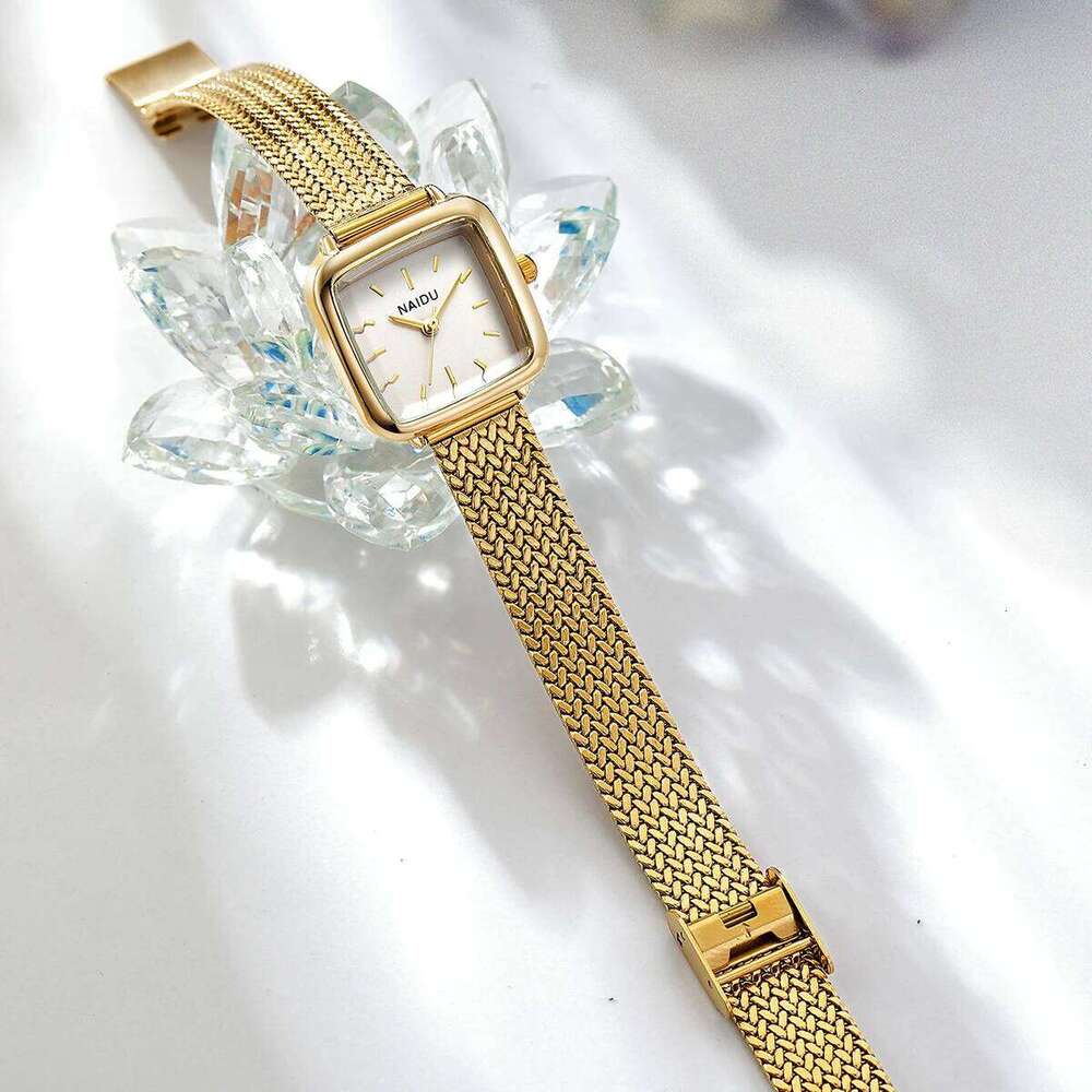 Women's Small Square with Stainless Steel Strap, Artistic, Fashionable, Retro Quartz H260228