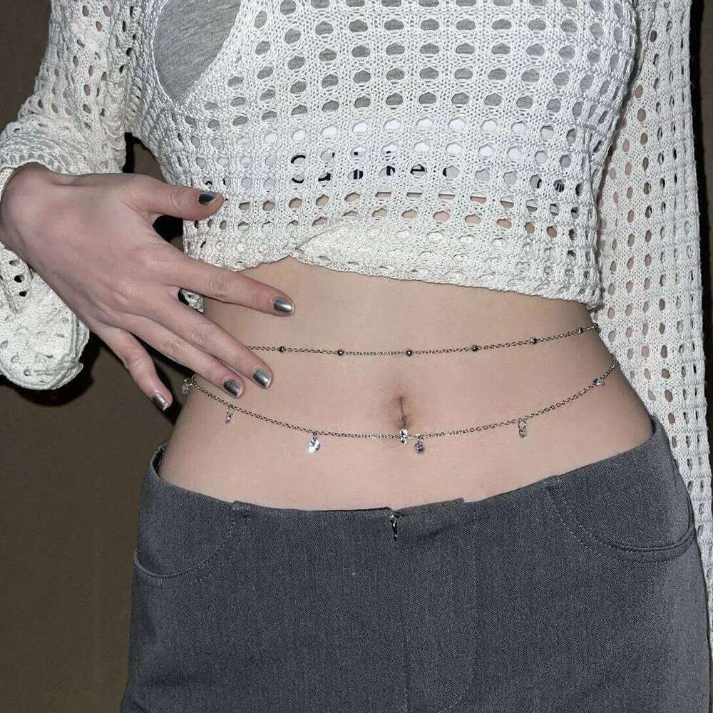 Sexy Glitter For Women Y2K Style Metal Belt Summer Beach Waist Decoration Trendy Exquisite Jewelry Body Chain H260228