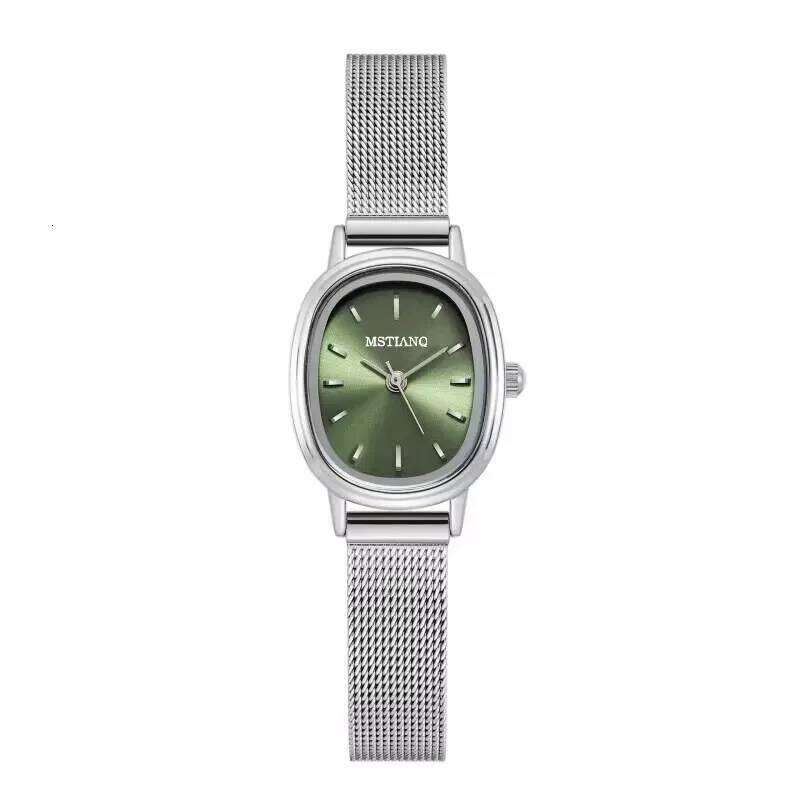 Small Oval Dial Green Simple Stainless Steel Ladies Wristes Brand Women Gift Quartz Dropshipping H260228
