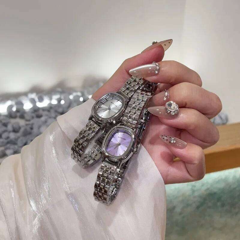 Dial Small Sugar Coated Steel Strip Student Fashion Korean Version Simple College Style Clock Relgio Feminino H260228