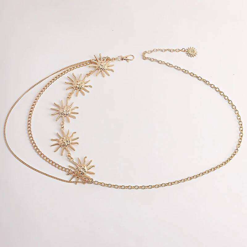Multilayer Punk Gothic Moon Sun Metal For Women Dress Jewelry Chain Waist Belts H260228
