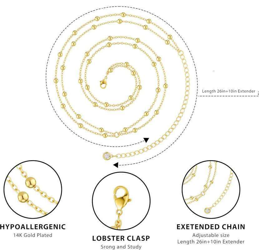 Waist for Women Waterproof, 14K Gold Plated STAINLESS STEEL Layered Belly Chain Sexy Bikini Satellite Beads Body Jewelry H260228