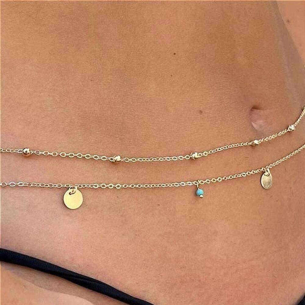 Vintage Tassel Sequin Waist Beads Belly Chains Double Layered Adjustable Bikini Hips Body Chain Festival Beach Jewelry for Women H260228