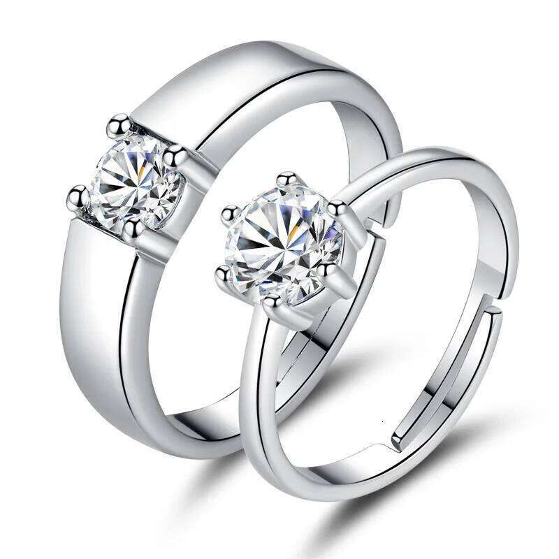 S925 Zircon for Men Women Korean Four Claw Sterling Silver Jewelry Simple Couple Open Ring H260228