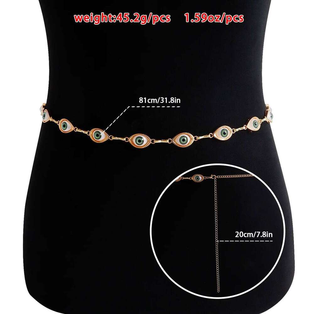 Fashionable Ethnic Style Single Layer Creative Eye Women's Skirt Sweater Body Exaggerated Waist Chain H260228