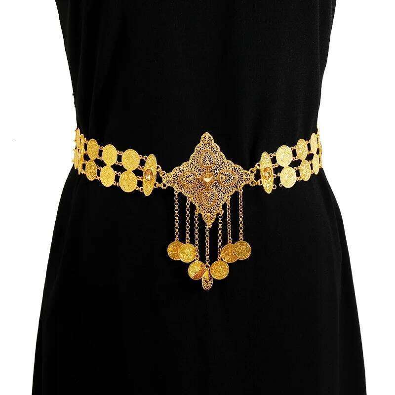Ethnic Style Vintage Waist For Women Bohemian Coin Tassels Belly Chain Waistband Dance Clothing Accessories Jewelry H260228