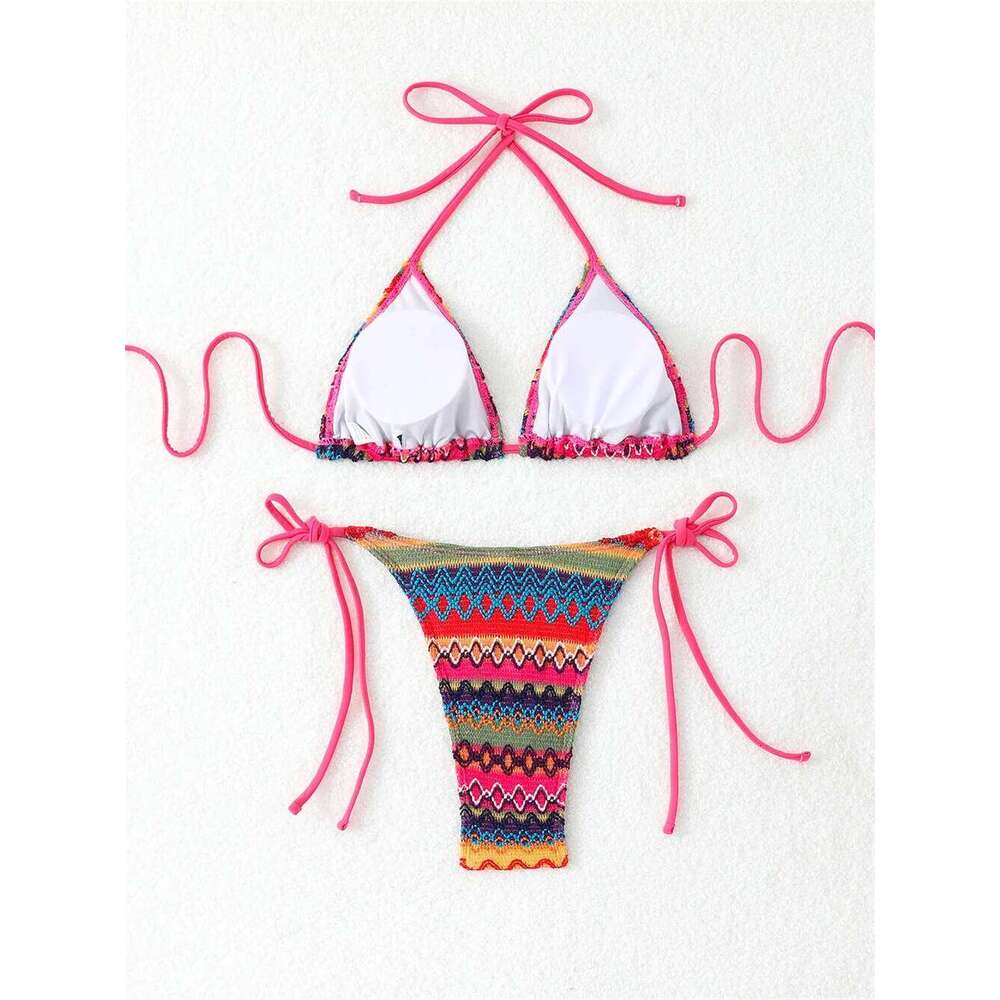 Boho Jacquard Bikinis Sets Embroidery Y2K Swimsuit Push Up Bikini Thong Vacation Swimwears Women Retro Beach Outfit Bathing Suit Z260301