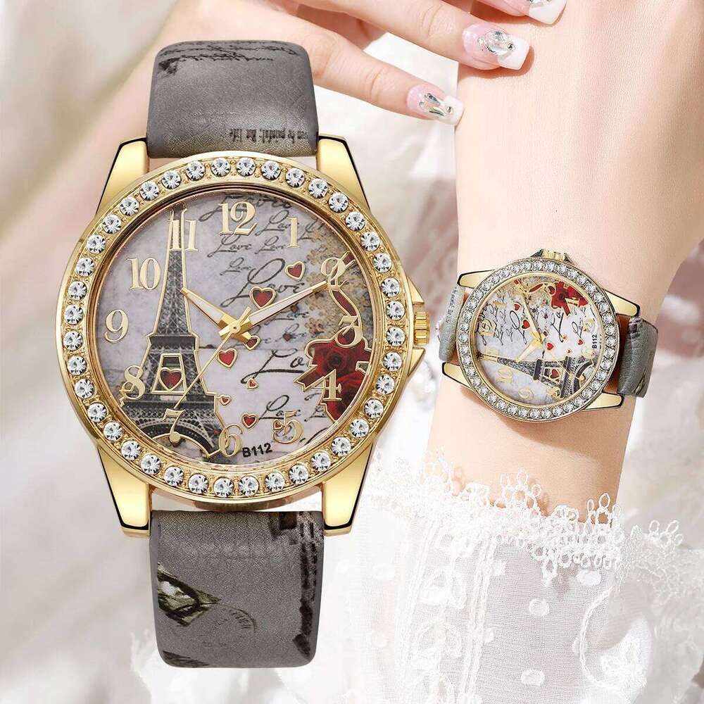 Fashion Flowers Women es Ladies Leather Strap Analog Quartz Reloj Mujer Girls Clock Gift H260228