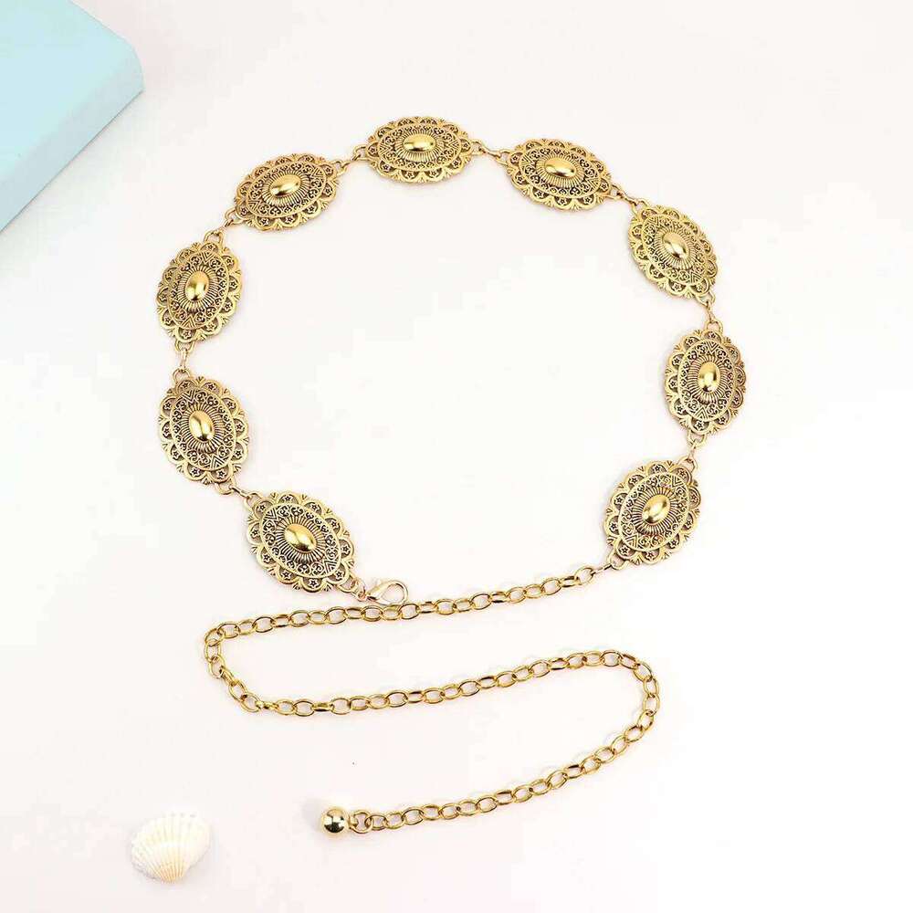 Vintage Engraved Metal Chain Versatile Elegant Women Dress Cincher Fashion Temperament Waist Accessories H260228