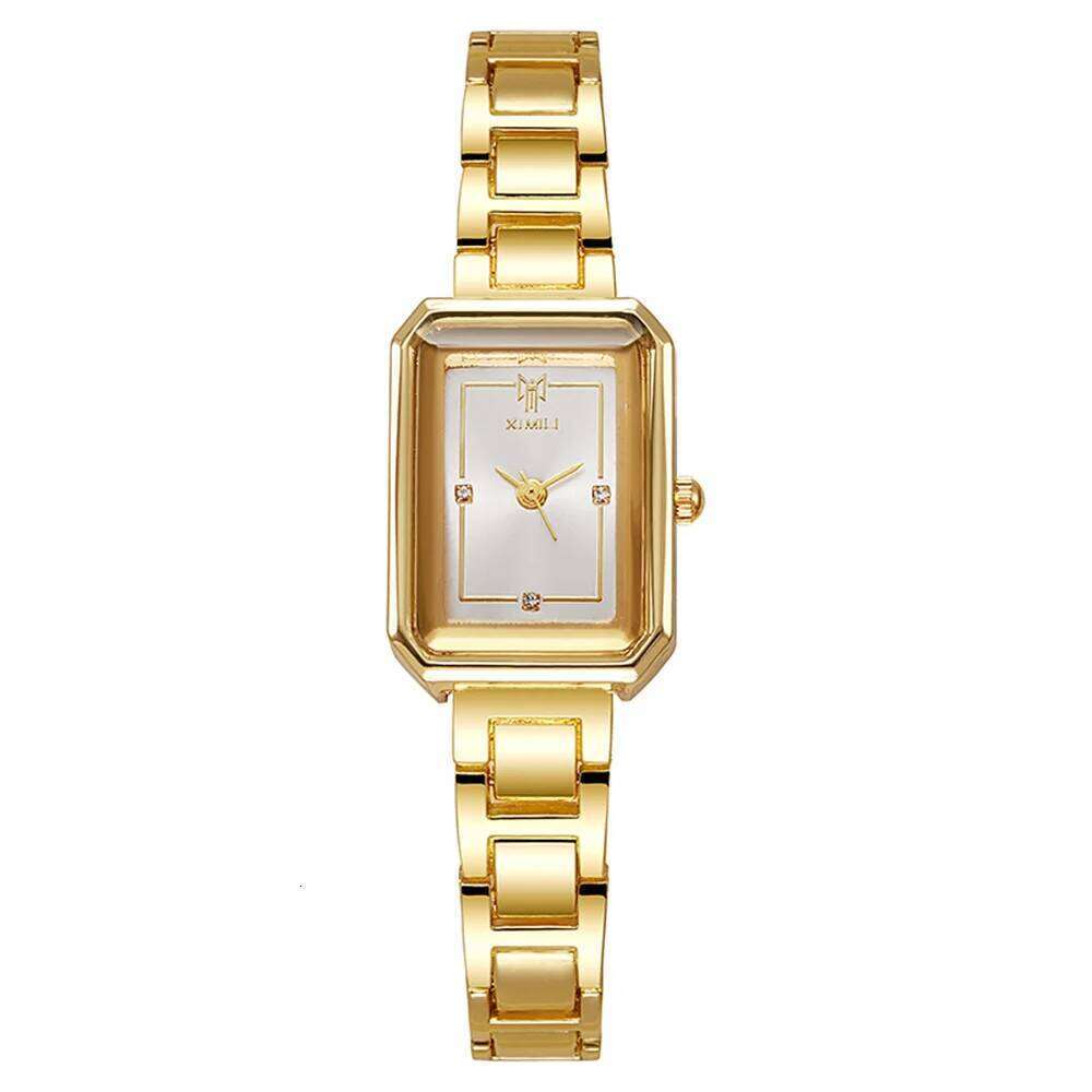 Ladies Simple Fashion Rectangle Gold Quartz es Luxury Stainless Steel Waterproof Women's Dress Clock Gift Wrist H260228
