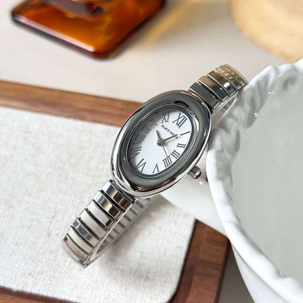 Hot Sale Ladies Gold Silver Quartz Female Stainless Steel Elastic Strap Wstches Clock Oval Dial Wrist Reloj Mujer H260228