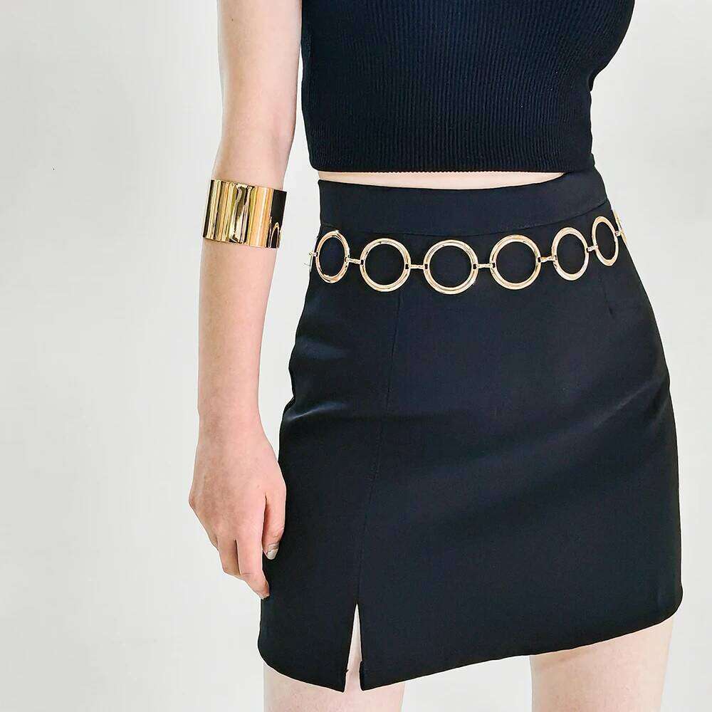Luxury Fashion Women Chain Belt Designer Brand Large Metal Ring Waist Strap Dress Coat Skirt Lady Decorative Waistband H260228