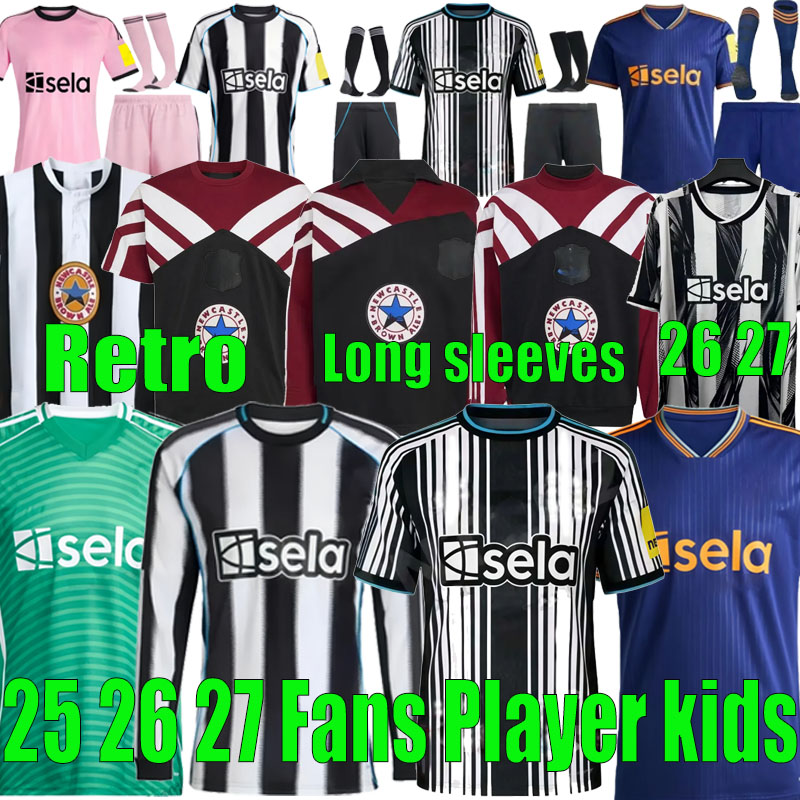 newcastle 25 26 27 TONALI NEWCASTL E soccer jerseys BLACK Kids ELANGA BARNES BRUNO G. Gordon 2026 newcastle Football Shirt Retro Home Away Botman Player fans WINNERS