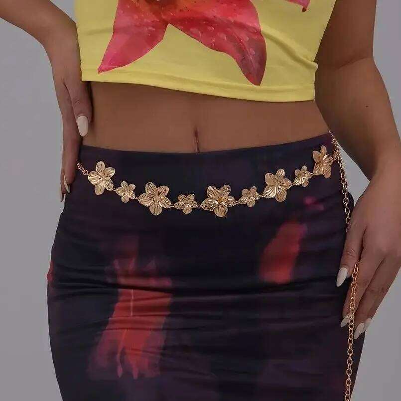 KunJoe Elegant Geometric Circle Flower Belly Waist Chain for Women Bikini Skirt Adjustable Belt Body Jewelry Festival Accessory H260228