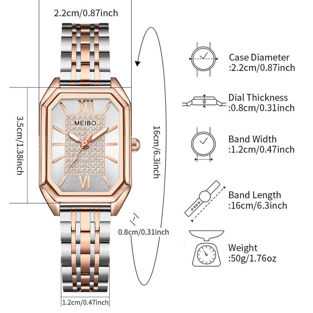 1/2PCS Fashion es Alloy Band Rectangle Quartz for Women Clock Gift Reloj MujerWithout Box H260228