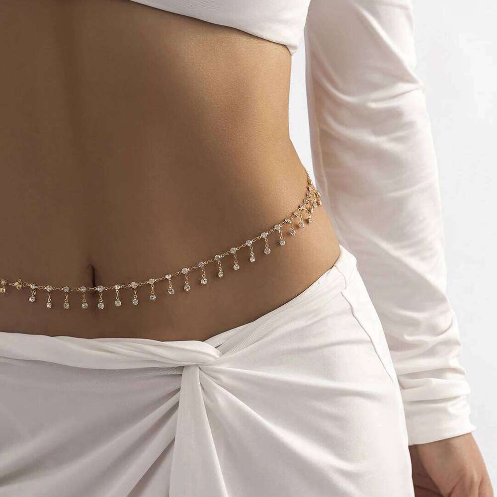 Sexy Tassel Waist Belt Zircon Rhinestone Belly Body Chain Fashion Trend Jewelry For Women Festival Rave Party Accessories H260228