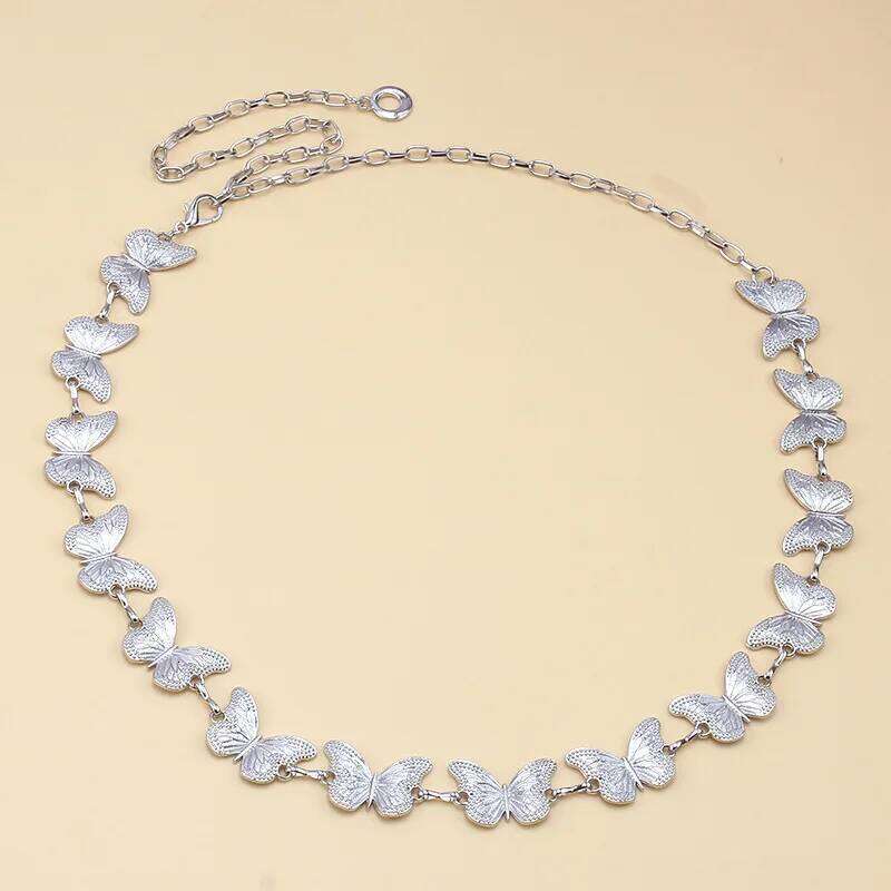 Boho Silvery Butterfly Waist Belly for Women Summer Sexy Bikini Belt Adjustable Body Chain Festival Jewelry Accessories H260228