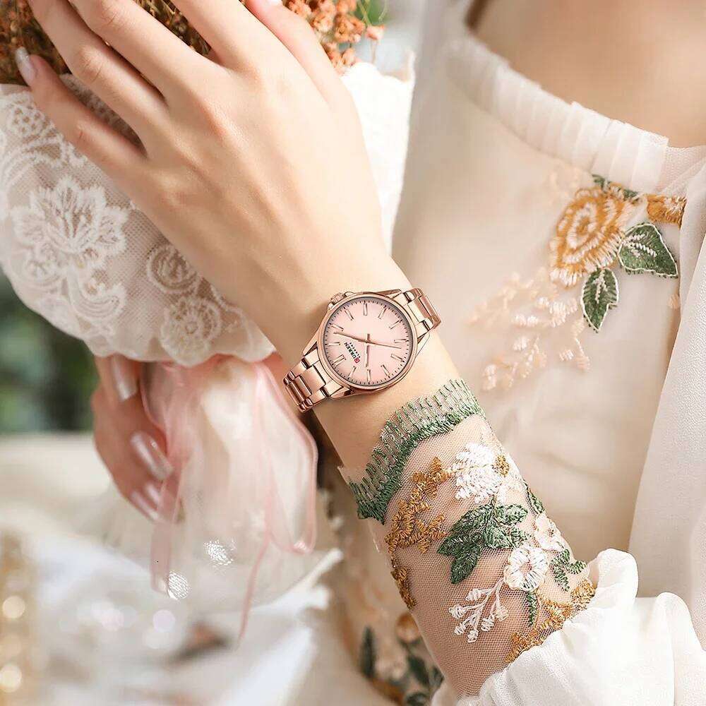CURREN New Women Fashion Casual Stainless Steel es Simple Ladies Round Dial Quartz Wristes Clock Reloj Mujer H260228
