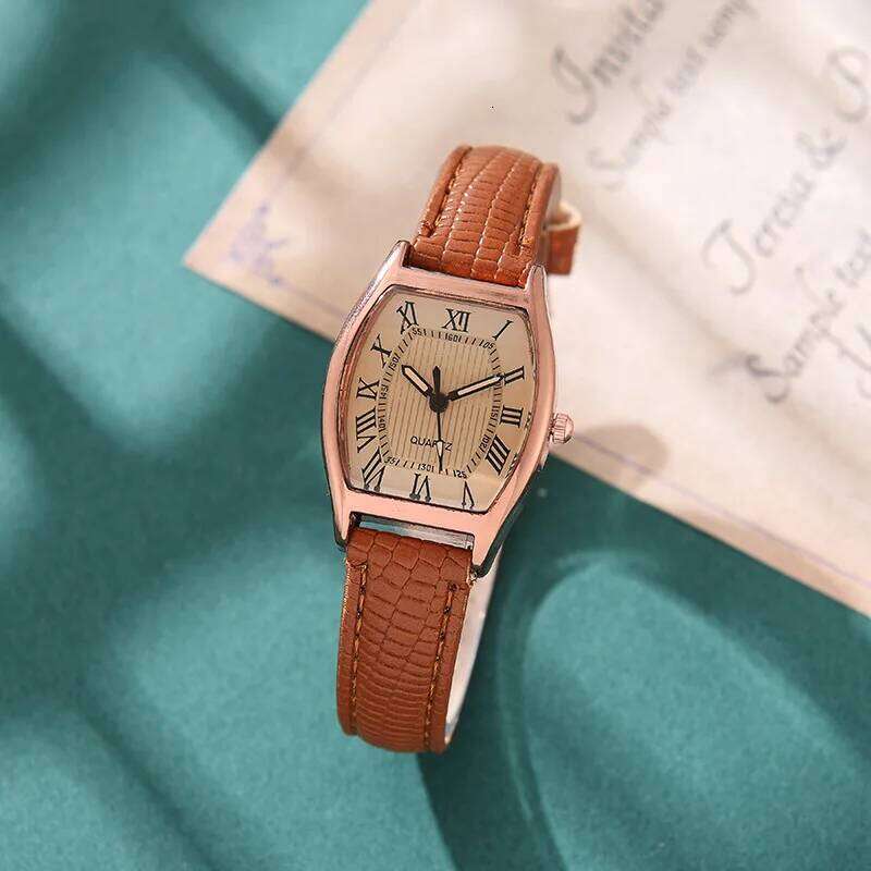Fashion Tonneau-shaped Women Quartz es Elegant Leather Band Ladies Wrist Reloj Mujer H260228