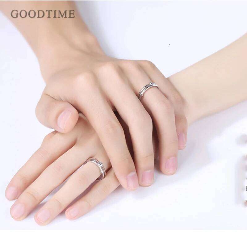Fashion Real 925 Sterling Silver Wedding Bridal Adjustable and Couple Band Jewelry Finger Ring Valentine Gift H260228