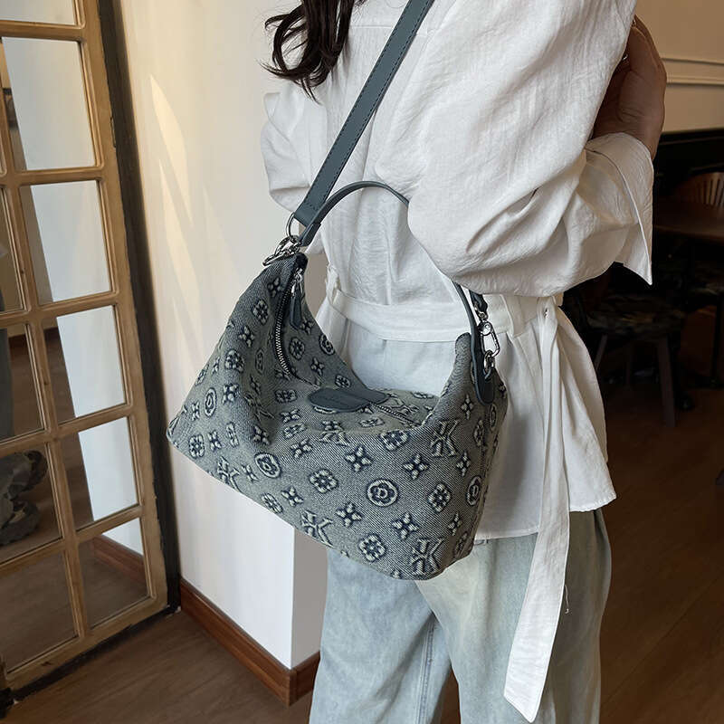 2026 New Small for Women, High-End Embroidered Tote Bag, Denim, Light Luxury, Versatile, Fashionable Shoulder and Crossbody Bag