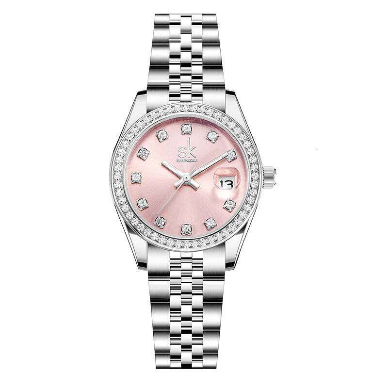 UTHAI CQ484 Fashionable women's light steel strip, waterproof diamond inlaid quartz , exquisite clock gift H260228