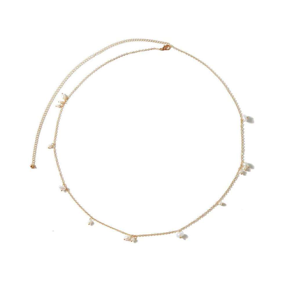 Minimalist Style Imitation Pearl Fashionable Body Jewelry Women's Corn Grain Beach Waist Chain H260228