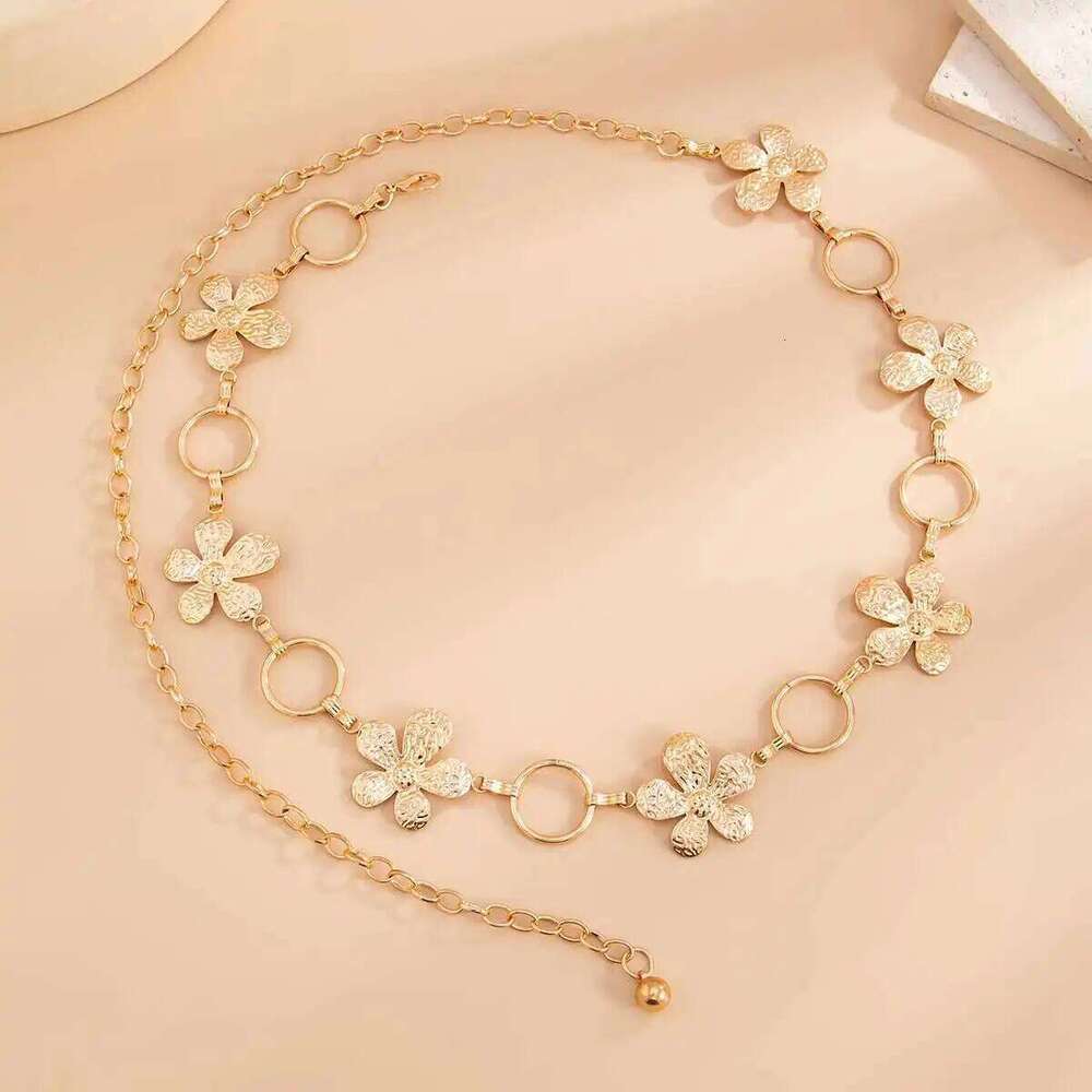 IngeSight.Z Exquisite Metal Large Flower Bikini Belly Waist Chain Women Fashion Summer Sexy Beach Party Belt Dress Body Jewelry H260228