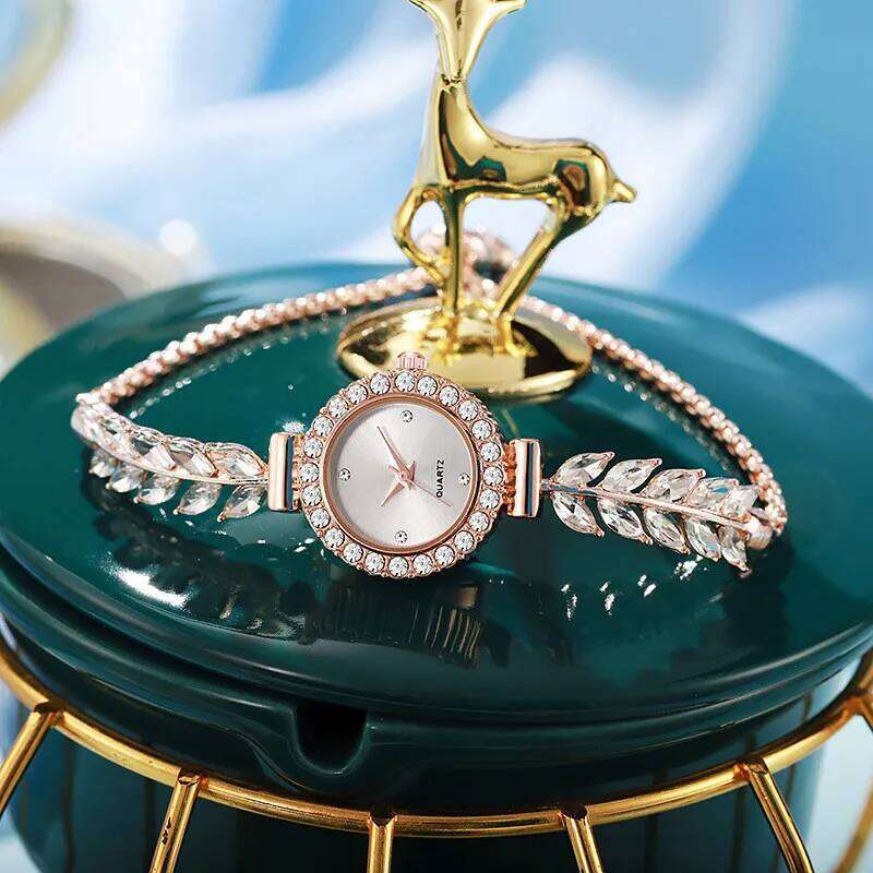 1/4PCS Elegant Women's Wrist Set Fashion Rhinestone Band Ladies Quartz es Reloj MujerWithout Box H260228