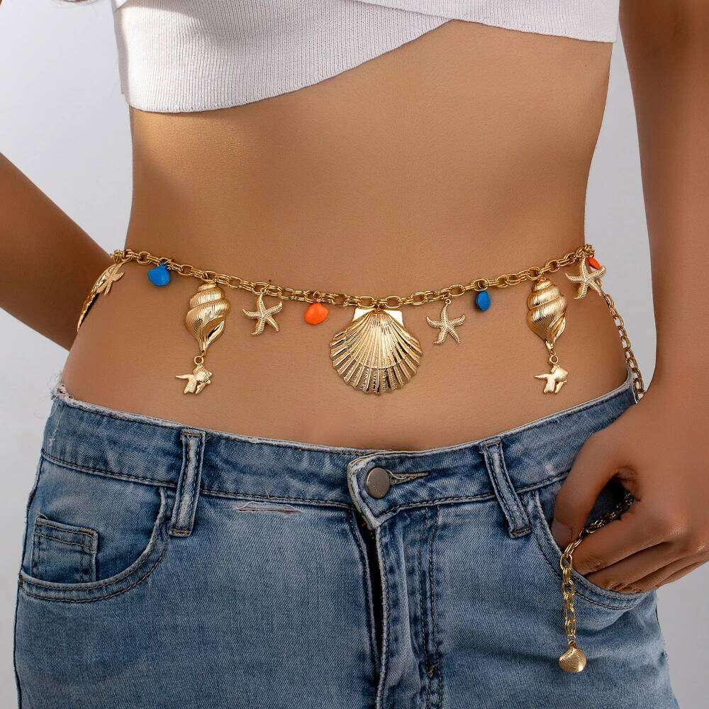Vacation-style Starfish Shell Waist Chain for Women Simple Fashion Jewelry Accessories Hot Sale Party Gift 2025 New Style H260228