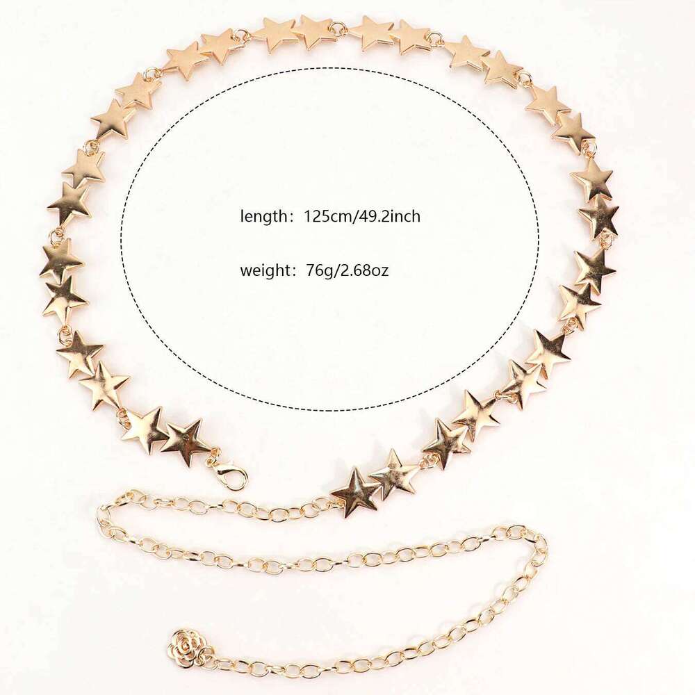 European and American Sweet Star Women's Metal Thin Waist with Skirt Decoration All-match Distinctive Chain Belt for Women H260228
