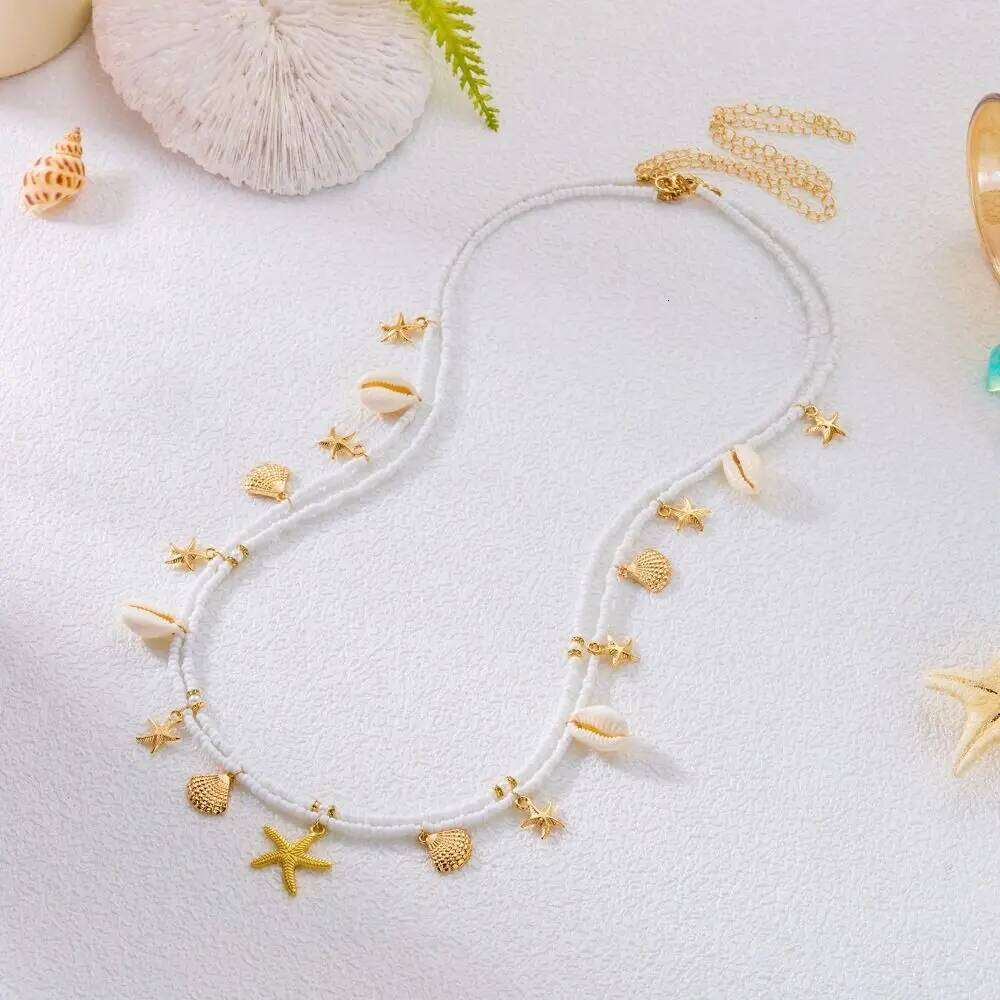Summer Bohemian Sea Star Imitation Pearl Waist Link Starfish Shell Pendant Beach Bikini Body Chain Vacation H260228