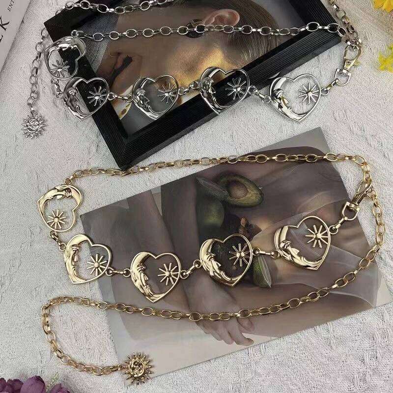 YOURMetal Harajuku Women Vintage Punk Gothic Moon Sun High Waist Chain Pendant Belts Female. H260228