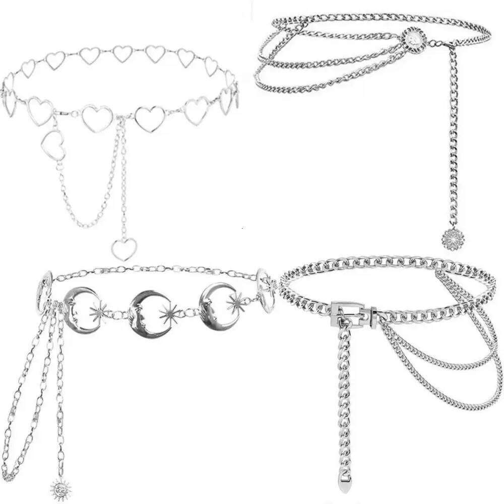 Fashion Multilayer Metal Punk Dress Jeans Accessory Gold Silver Ladies Waist Chain Belt H260228