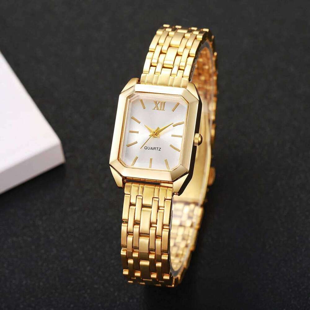 2PCS/Set Fashion Rectangle Women Quartz es Roma Dial Ladies Wrist Heart Jewelry Set Reloj Mujer Without Box H260228