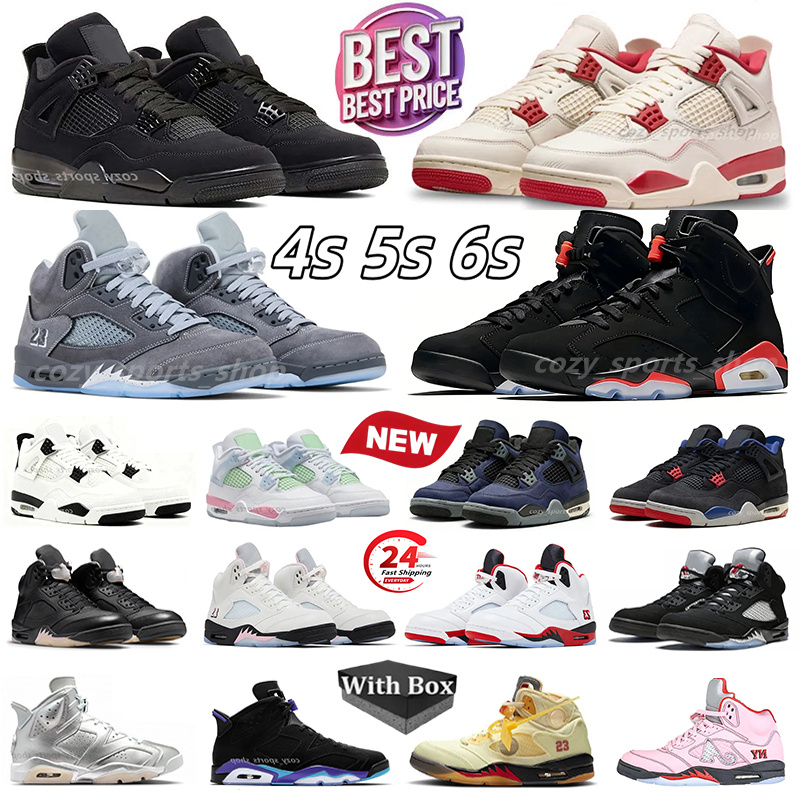 Free Shipping 2026 New 6 6s Basketball Shoes For Mens Sports Sneakers Reverse Infrared Cool Grey Metallic Silver 4s Black Cat Sierra Red 5s Wolf Grey Trainers with box